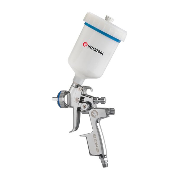 Фарбопульт пневматичний HVLP II професійний, форсунка 1.3 мм, верхній пластиковий бачок 600 мл, 2 бар INTERTOOL PT-0105