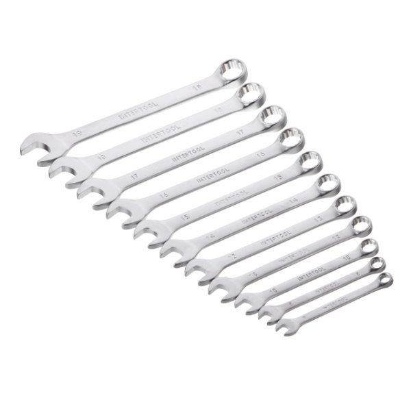 Набір ключів комбінованих, 11 шт., 7-19 мм, Cr-V INTERTOOL HT-1250