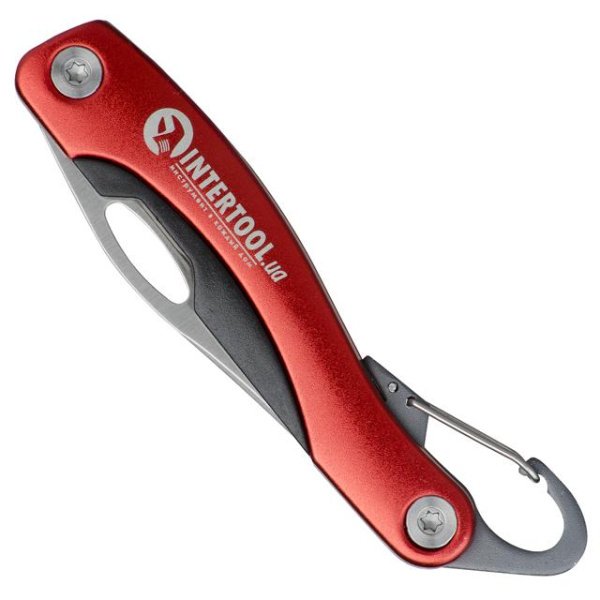 Ніж складаний, 194 мм, ручка з алюмінієвими вставками, карабін INTERTOOL HT-0596