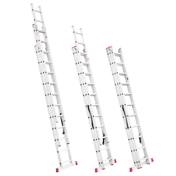 Драбина з алюмінію, 3-секційна, універсальна, розкладна, 3*11 сход., 6.7 м INTERTOOL LT-0311