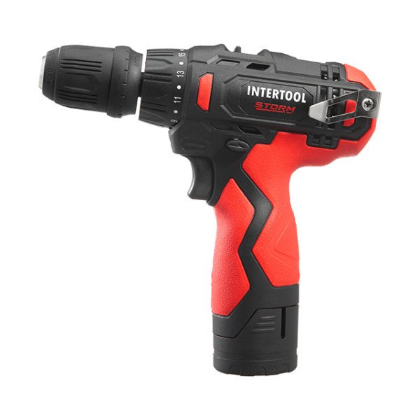 Дриль-шурупокрут акумуляторний, 12 В, 30 Nm, 0-350/0-1300 об/хв, патрон 0,8-10 мм, 2,0 Аг, знімний патрон INTERTOOL WT-0318