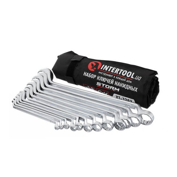 Набір ключів накидних, 12 шт., 6-32 мм, Cr-V, чохол, DIN838, STORM INTERTOOL XT-1203