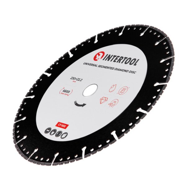 Диск універсальний сегментний алмазний, 230 мм, 16-18%, 6600 об/хв INTERTOOL CT-1012