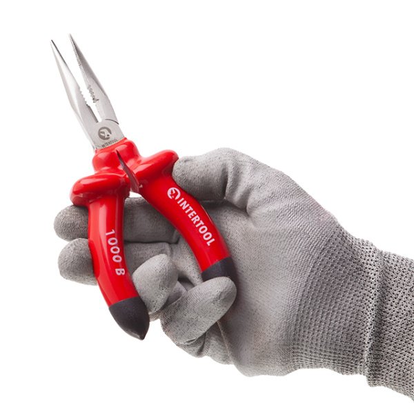 Довгогубці прямі 160 мм, діелектричні, 1000 В, CrV 6150 INTERTOOL NT-0326