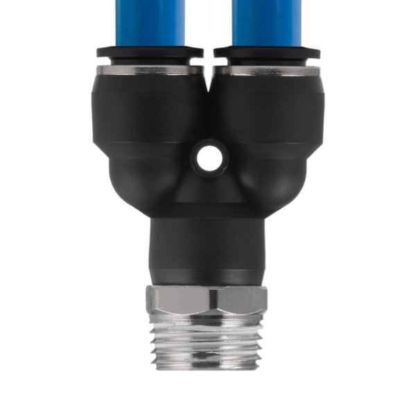 З'єднання цангове Y-образне для поліуретанових та ін. шлангів 12×12 мм, 1/2" зовнішня різьба INTERTOOL PT-2389