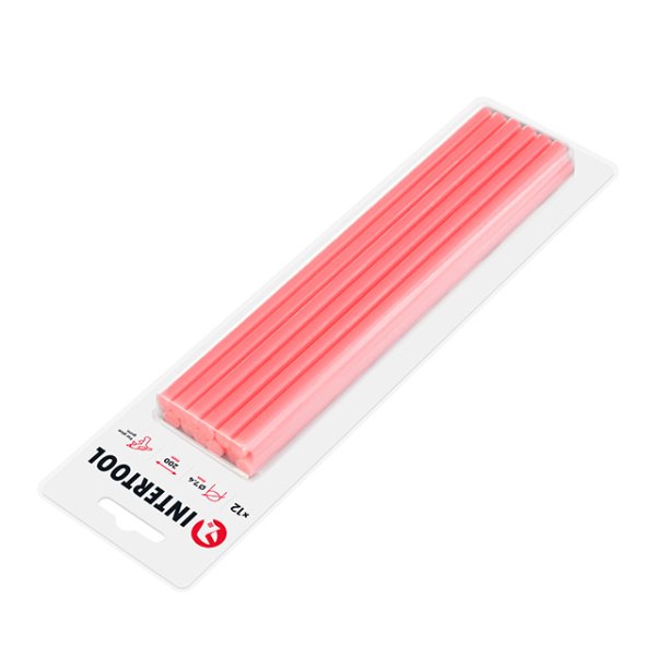 Комплект клейових стрижнів рожевих, 7,4×200 мм, 12 шт. INTERTOOL RT-1048