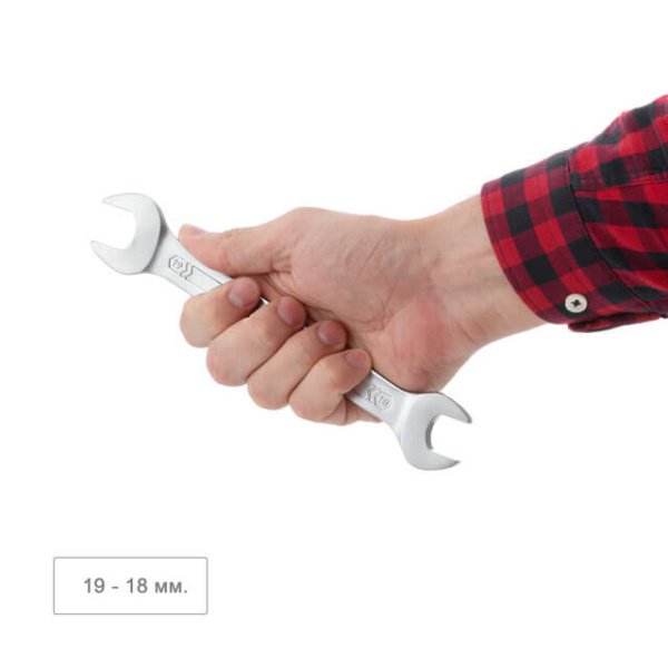 Ключ ріжковий 18х19 мм CrV, покриття сатин-хром, PROF DIN3113 INTERTOOL XT-1118