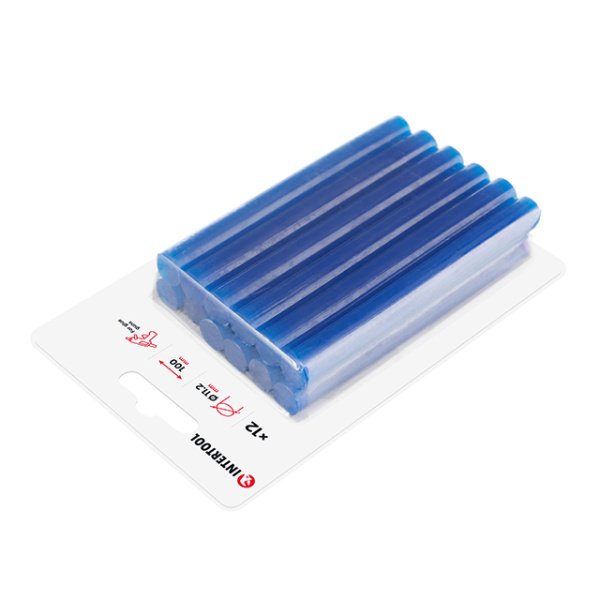 Комплект клейових стрижнів блакитних, 11,2×100 мм, 12 шт. INTERTOOL RT-1052