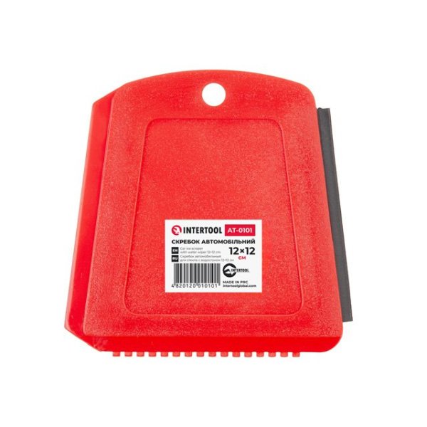 Скребок автомобільний для скла, з водосгоном, 12×12 см INTERTOOL AT-0101