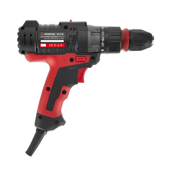 Дриль-шурупокрут електричний, 0,42 кВт, 0-500/0-1800 об/хв, 0,8-10 мм, макс. 20 Nm, знімний патрон INTERTOOL WT-0110