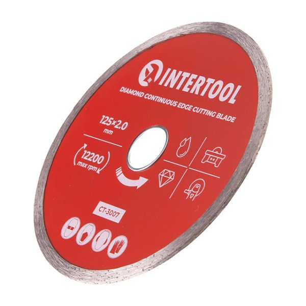 Диск відрізний алмазний по плитці, з суцільною крайкою, 125мм, 22-24% INTERTOOL CT-3007