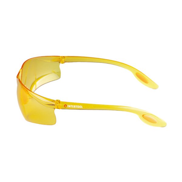 Окуляри захисні, жовті, лінзи полікарбонат, заушники полікарбонат, захист від удару INTERTOOL SP-0086