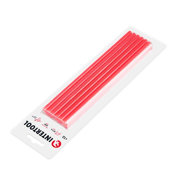 Комплект клейових стрижнів червоних, 7,4×200 мм, 12 шт. INTERTOOL RT-1044