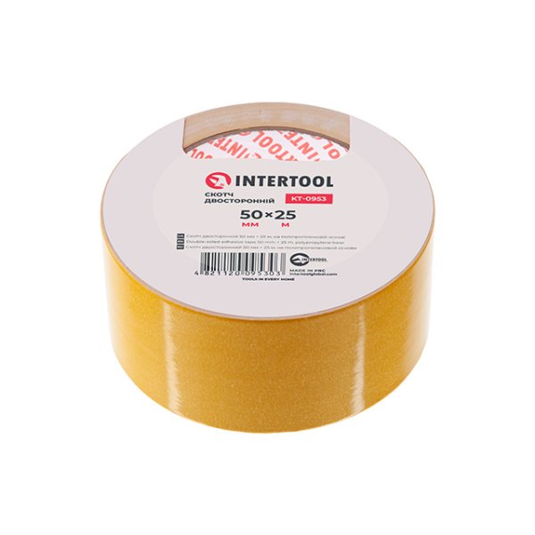 Скотч двосторонній, 25 м, 50 мм, на поліпропіленовій основі INTERTOOL KT-0953