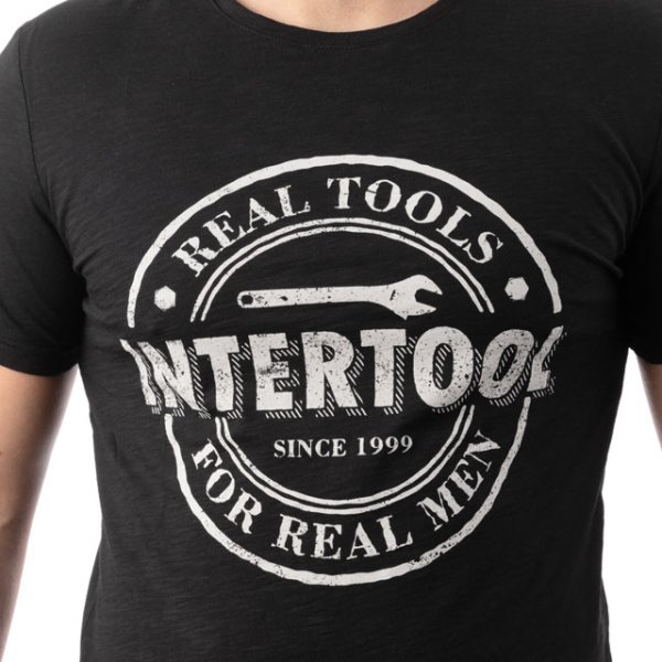 Футболка чорна XXL 100% бавовна INTERTOOL SP-2205