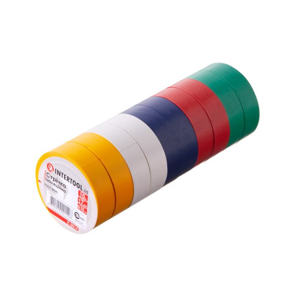 Стрічка ізоляційна 0.15мм*17мм*10м кольорова INTERTOOL IT-0014