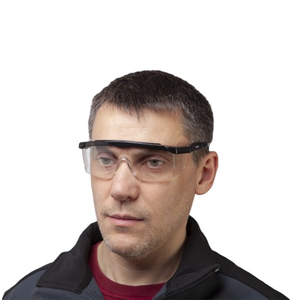 Окуляри захисні, прозорі, лінзи полікарбонат, регульовані нейлонові заушники, захист від удару, оптичний клас 1 INTERTOOL SP-0080