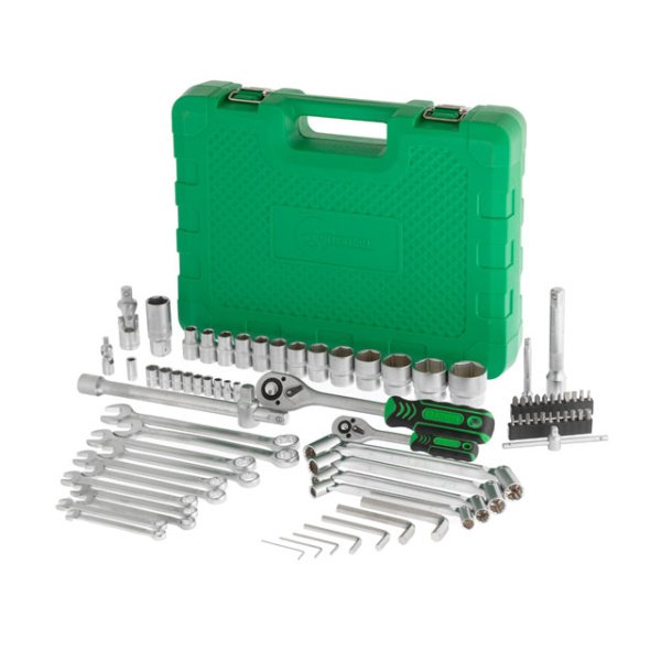 Набір інструментів, 1/2" + 1/4", 77 од., головки: 4-32 мм, біти 22 од., ключі: 7-19 мм, кейс INTERTOOL ET-6077SP