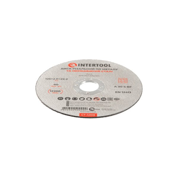Диск відрізний по металу, 125×2,0×22,2 мм, 12200 об/хв INTERTOOL CT-4009
