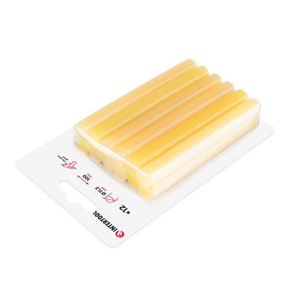 Комплект клейових стрижнів жовтих, 11,2×100 мм, 12 шт. INTERTOOL RT-1049