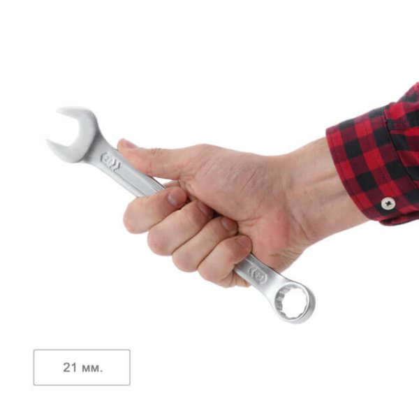 Ключ комбінований 21 мм, CrV, покриття Сатин-хром PROF DIN3113 INTERTOOL XT-1021