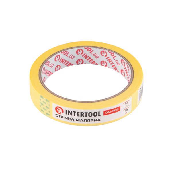 Стрічка малярська 19 мм, 20 м, жовта INTERTOOL DM-1920