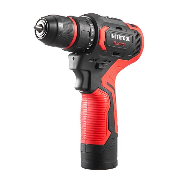 Дриль-шурупокрут акумуляторний, безщітковий двигун, 12 В, 50 Nm, 0-500/0-1900 об/хв, патрон 0,8-10 мм, 2x2,0 Аг INTERTOOL WT-0322