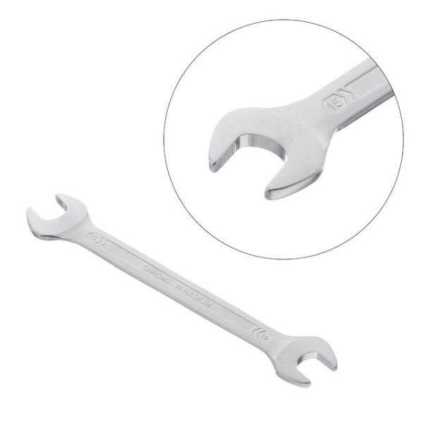 Ключ ріжковий, 14-15 мм, Cr-V, покриття: сатин-хром, DIN3110, STORM INTERTOOL XT-1114