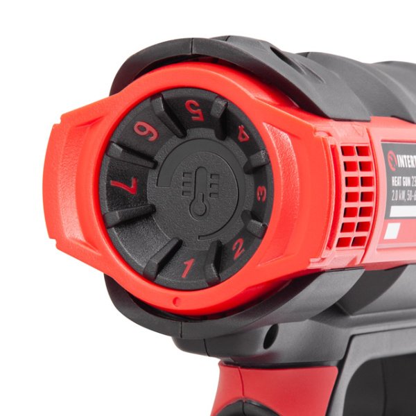 Фен технічний 2000Вт, 3 режими, плавне регулювання, 50°C - 600°C, 250л/хв - 500л/хв, 4 насадки, скребок, кейс INTERTOOL WT-1030