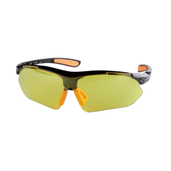 Окуляри захисні, жовті, лінзи полікарбонат, заушники чорні нейлонові, гумова накладка на ніс, захист від удару INTERTOOL SP-0093