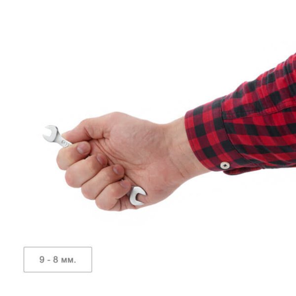 Ключ ріжковий, 8-9 мм, Cr-V, покриття: сатин-хром, DIN3110, STORM INTERTOOL XT-1108