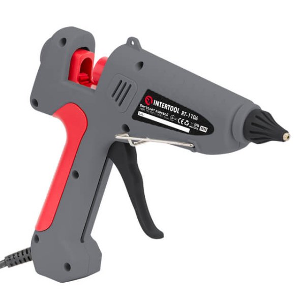 Пістолет клейовий 100 Вт, 230 В, 215-230 °C під стрижні 10.8-11.5 мм, 13-30 г/хв. INTERTOOL RT-1106