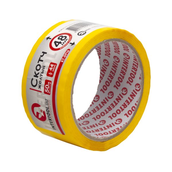 Скотч жовтий, 50 м × 48 мм, 44 мкм INTERTOOL KT-0916