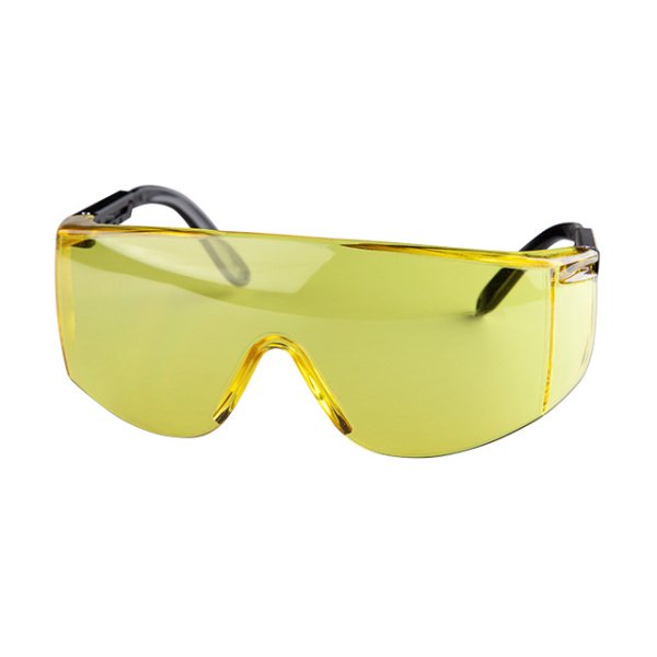 Окуляри захисні, жовті, лінзи полікарбонат, регульовані заушники чорні нейлонові, захист від удару INTERTOOL SP-0099