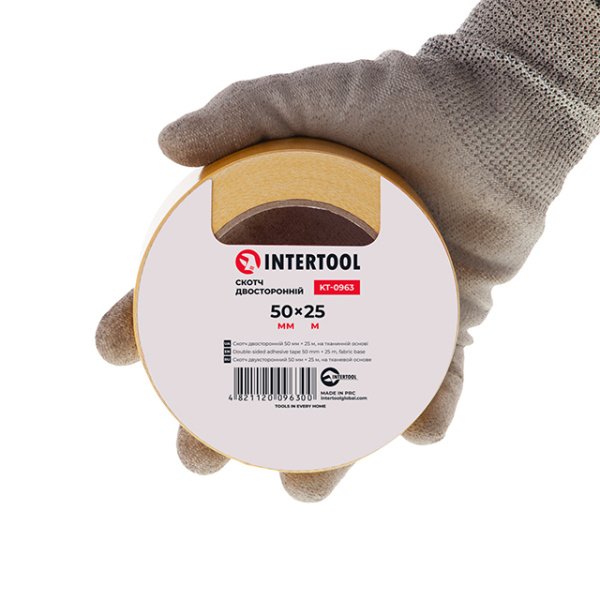 Скотч двосторонній, 25 м, 50 мм, на тканинній основі INTERTOOL KT-0963