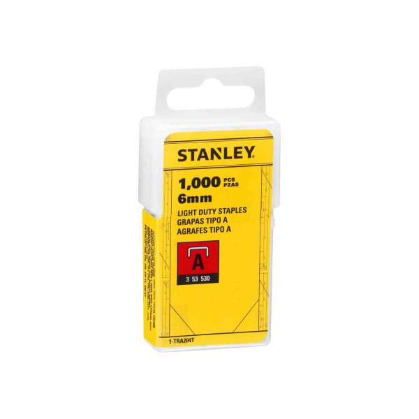 Скоби тип А висотою 6 мм, для степлера ручного Light Duty, в упаковці 1000 шт STANLEY 1-TRA204T