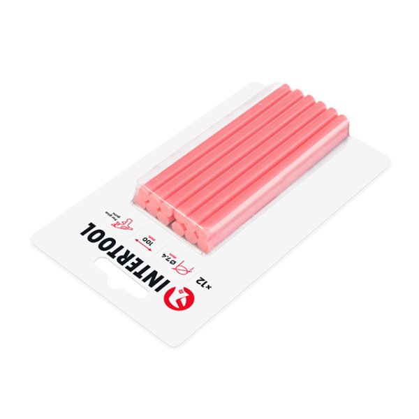 Комплект клейових стрижнів рожевих, 7,4×100 мм, 12 шт. INTERTOOL RT-1047
