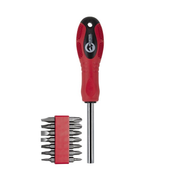 Викрутка магнітна 1/4", 10*50 мм, з комплектом насадок 15 од., CrV INTERTOOL HT-0415