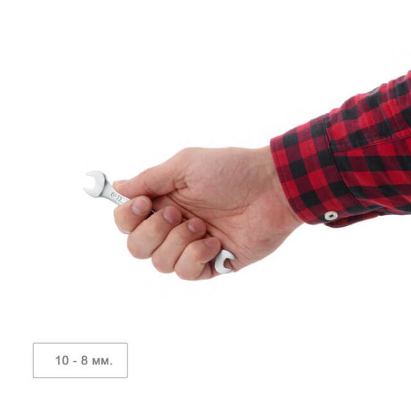 Ключ ріжковий 8-10 мм CrV, покриття сатин-хром PROF DIN3113 INTERTOOL XT-1109