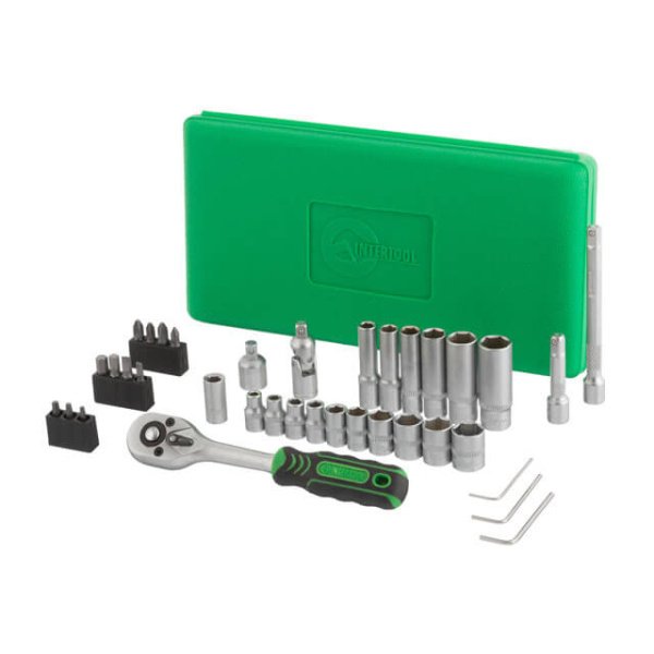 Набір інструментів, 1/4", 36 од., головки: 4-13 мм, кейс INTERTOOL ET-6036SP