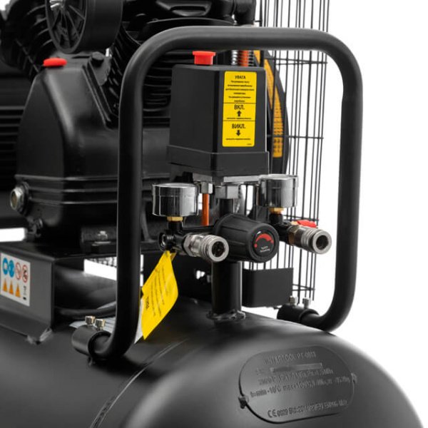 Компресор 100 л, 3 кВт, 380 В, 10 aтм, 500 л/хв., 2 циліндри INTERTOOL PT-0013