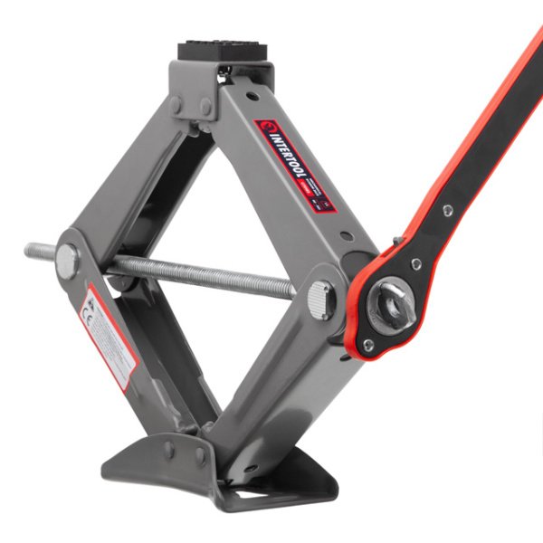 Домкрат механічний ромбоподібний, 1,5 т, з тріскачкою, гумовий упор, 90-370 мм INTERTOOL GT0183