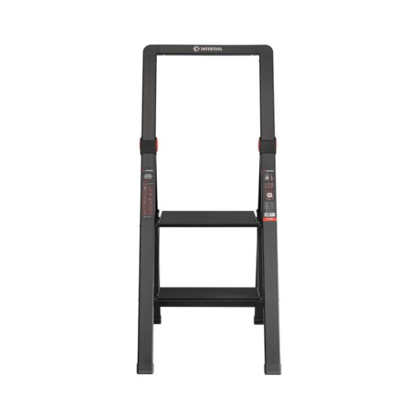 Драбина алюмінієва "Black Slim", 2 сходинки, висота верхньої сходинки 456 мм, 150 кг STORM INTERTOOL LT-5002