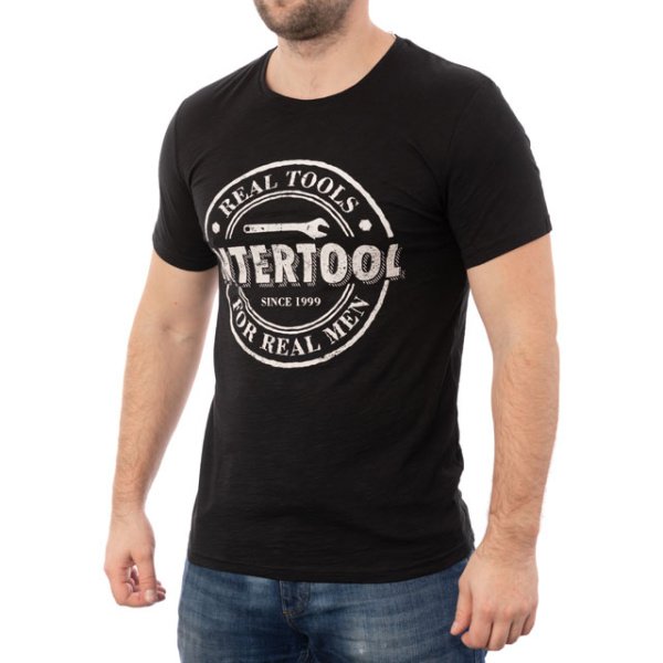 Футболка чорна XXL 100% бавовна INTERTOOL SP-2205