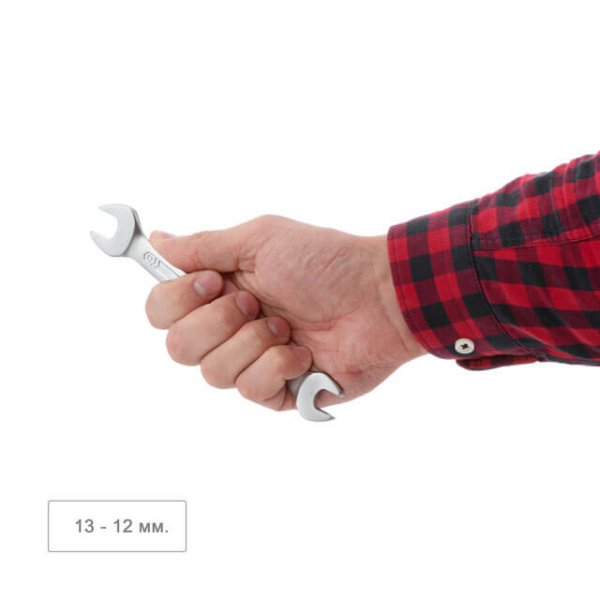 Ключ ріжковий 12-13 мм CrV, покриття сатин-хром PROF DIN3113 INTERTOOL XT-1112