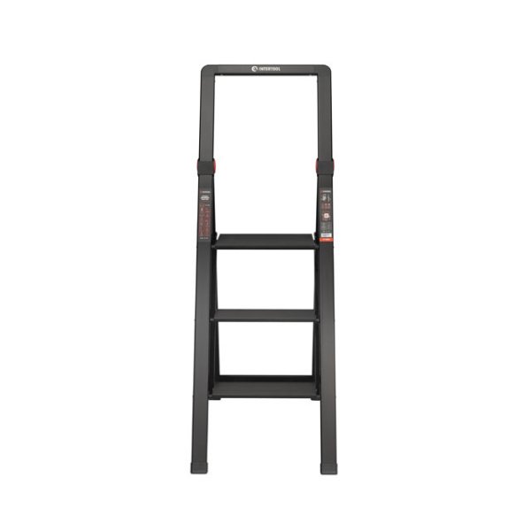 Драбина алюмінієва "Black Slim", 3 сходинки, висота верхньої сходинки 684 мм, 150 кг, STORM INTERTOOL LT-5003