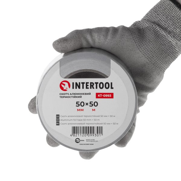 Скотч алюмінієвий термостійкий, 50 м, 50 мм INTERTOOL KT-0993