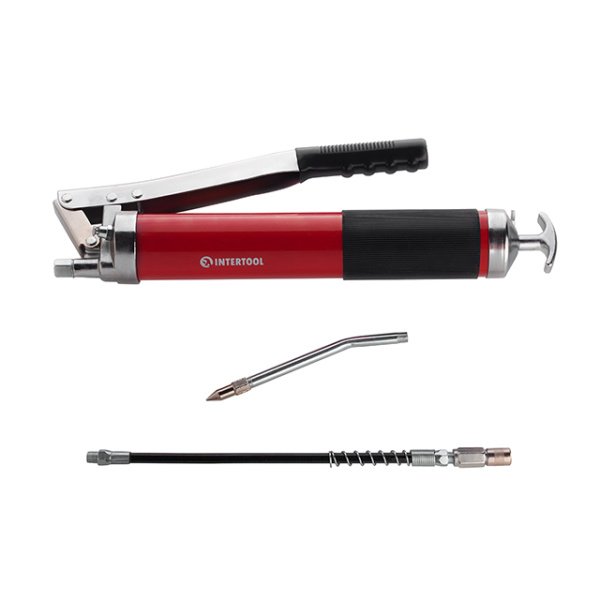 Шприц для змащування, двоплунжерний, 600 см³, з гнучким шлангом INTERTOOL HT-0060