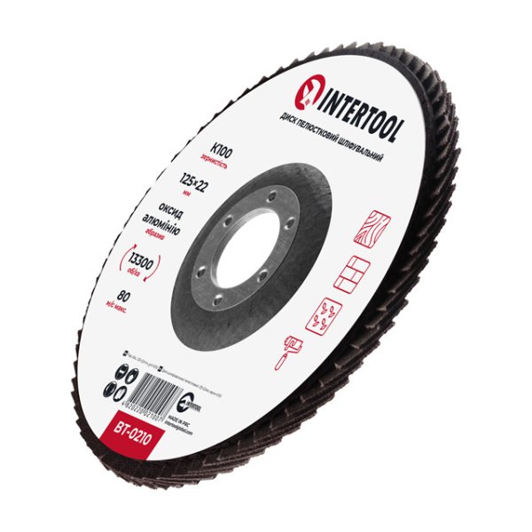 Диск шліфувальний пелюстковий 125 x 22мм зерно K100 INTERTOOL BT-0210