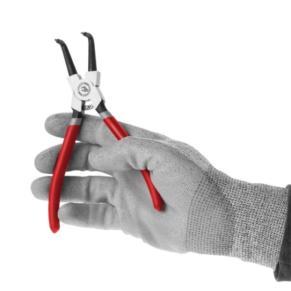 Щипці для зняття стопорных кілець вигнуті на стиск 180мм INTERTOOL HT-7012